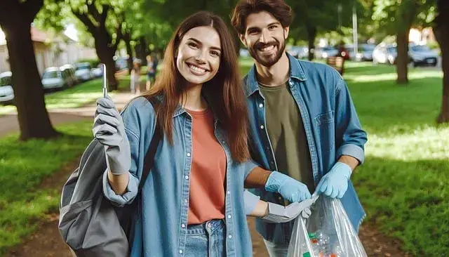 boy and girl doing voluntary community work