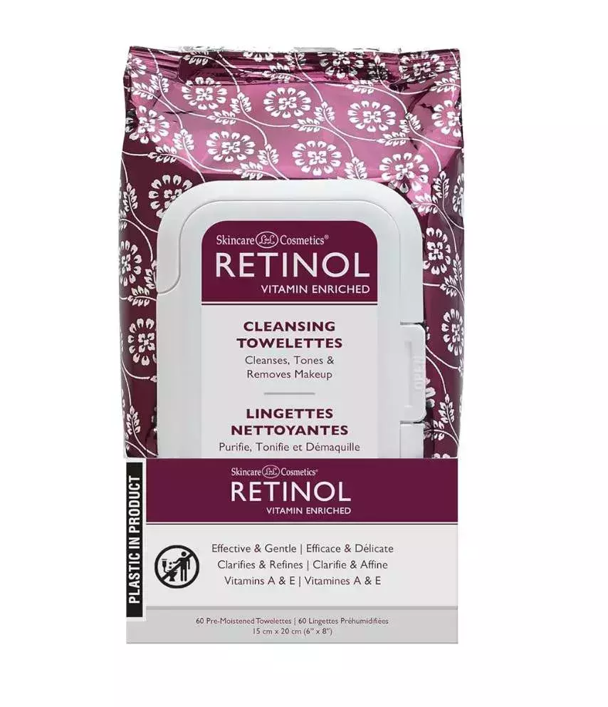 makeup remover wipes, Skincare label cosmetics retinol cleansing towelettes 